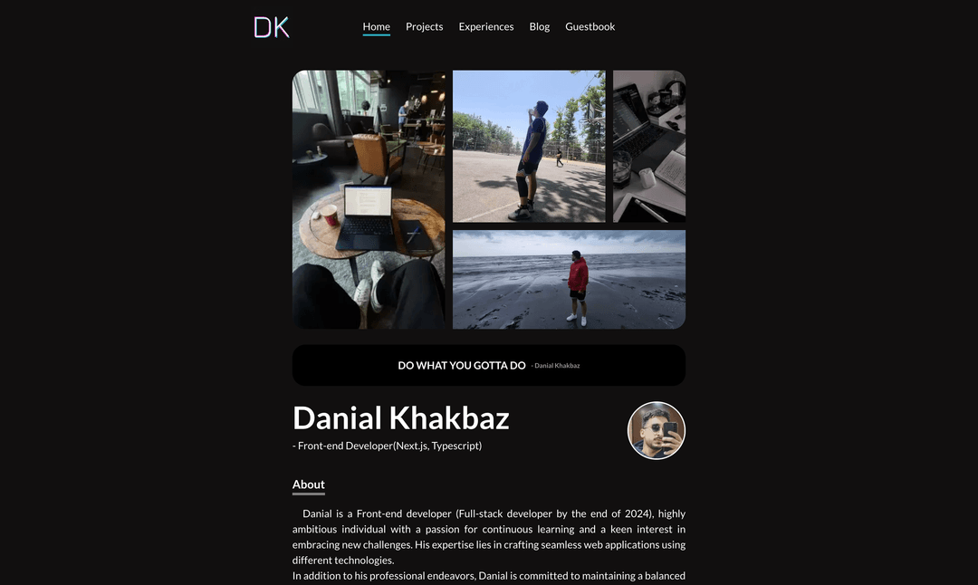 The lighthouse test's result for the danial's portfolio website